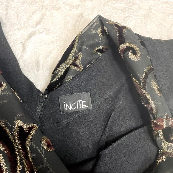 Incite black party dress with scarf down the back - 1980s vintage - size large - Picture 6 of 8